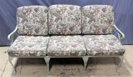 Settee with Garden Print Indoor Fabric Cushions, Metal Frame, and Claw and Ball Feet, 68.5"W x 29"H