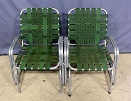 Vintage Outdoor Webbed Aluminum Glider Chairs, Qty 2, 24"W x 31.5"H