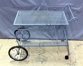 Outdoor Wrought Iron Patio Cart / Tea Cart, 34.5"L x 18"W x 30.5"H
