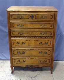 West Michigan Furniture Co 6-Drawer Chest of Drawers, Dovetail Construction, Serpentine Front Edge, 36"W x 52"H x 21"D