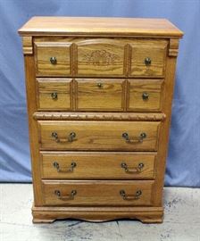 Samuel Lawrence 5-Drawer Chest of Drawers with Pressed Wood Motif, 35.5"W x 52"H x 18"D