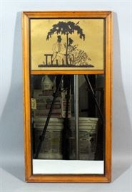 Art Deco Wall Mirror with Silhouette Print Insert, 12"W x 23"H