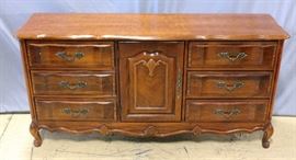 Basset Furniture Company Chalon Cherry Door - Dresser with Serpentine Front, 65"W x 32"H x 18"D