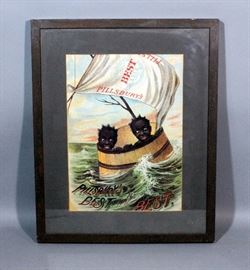 Black Americana "Pillsbury's Best is the Best" Vintage Pillsbury Ad, Framed and Matted, 17"W x 21"H