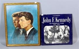 Alton Tobey John F. Kennedy and Brother RFK Framed Lithograph, 18.5" x 17", and JFK "The Presidential Years" Documentary LP Record