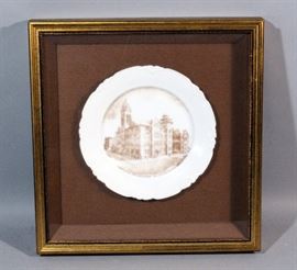 LS&S Carlsbad Austria "Kansas City High School 11th and Locust Streets" Commemorative Plate, Framed in Shadow Box, 14" x 14"