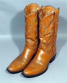Women's Justin Boots Style 2911 Tan Honey Brown Leather Cowboy Western Boots with Round Toe, Size 9B