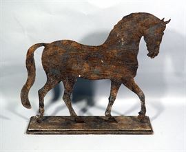 Prancing Horse Silhouette Metal Sculpture, 17.5"L x 16"H