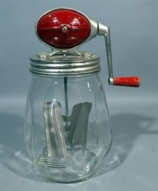 Dazey #4 4-Quart Butter Churn with Glass Tulip Bowl, Metal Paddles, and Red Football Top