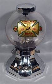 Log Cabin Confection Superior Quality Standard MFG Co Coin Operated Gumball / Snack Machine, Glass Globe, 13"H