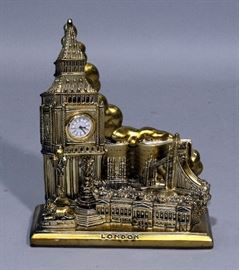 TC Brass Big Ben London Desk Clock, Signed but Illegible, 7.5"H
