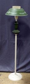 Petite Torchiere Floor Lamp with Metal Base and Metal & Glass Shades, 51"H
