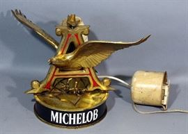 Vintage Anheuser Busch Michelob Beer Advertising Flying Eagle Spinning Bar Sign Light, 21.5" Wingspan x 14"H