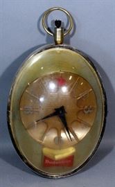 Budweiser On Tap Double Sided Hanging Clock / Holographic Advertising Sign, 13"W x 24"H