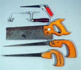 Disston & Sons #4 Cross Cut Back Hand Saw, Unmarked Wood Handle Hand Saws, Great Neck 250, More