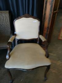 Chair side with arms linen colored