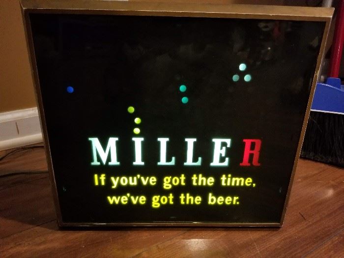 Vintage Miller Bar Sign works great!