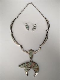 Calvin Begay necklace and pierced earrings