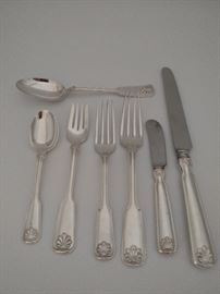 Tiffany & Co. partial set sterling silver "Shell & Thread" flatware