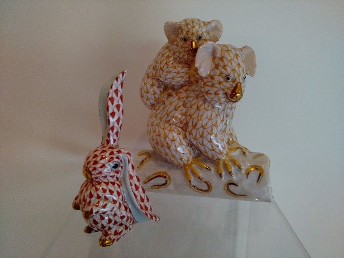 Herend porcelain bears and rabbit