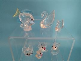 Seven Swarovski miniatures