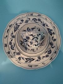 Sixty five pieces Blue Danube china