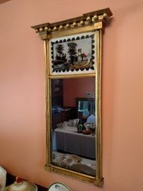 Antique reverse painted mirror