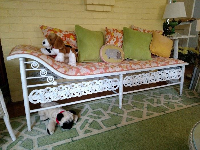 White wicker fainting couch