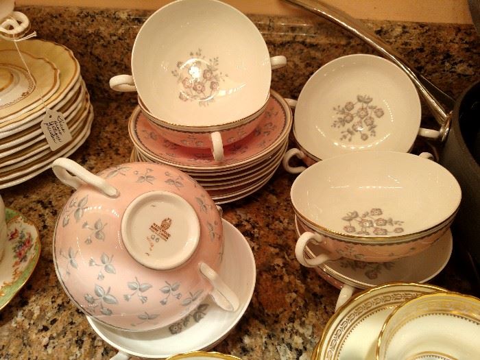 Wedgwood cream soup bowls and saucers