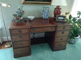 Mahogany leather top desk