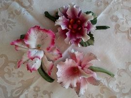 Three Royal Worcester orchids