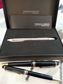 Mont Blanc pen & pencil set and a Porsche Design TecFlex  stainless steel pen