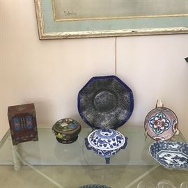 White Rod Iron Glass Table ,  