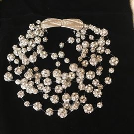 Silver Choker Necklace with Multi Rhinestone Spheres from Neiman  Marcus 