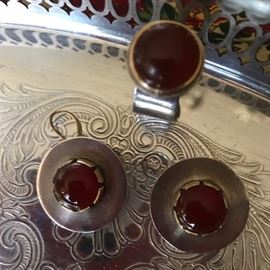 Carnelian Designer Set: Earrings and Ring by famed artisan Clare Yares   