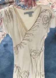 Vintage Jonathan Hitchcock from Saks Fifth Ave: Hand beaded, with a scalloped hem, originally $1000. Great as a wedding dress or special occasion.  Now being for $500