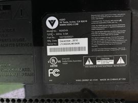 Label on back of flat screen TV