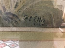 Ellis signature in the 1909 print of the dogs
