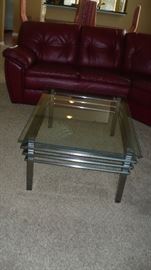 GLASS AND CHROME COFFEE TABLE