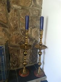 Large Brass Candle Holders From Japan