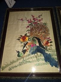 Asian Embroidered Framed Art 