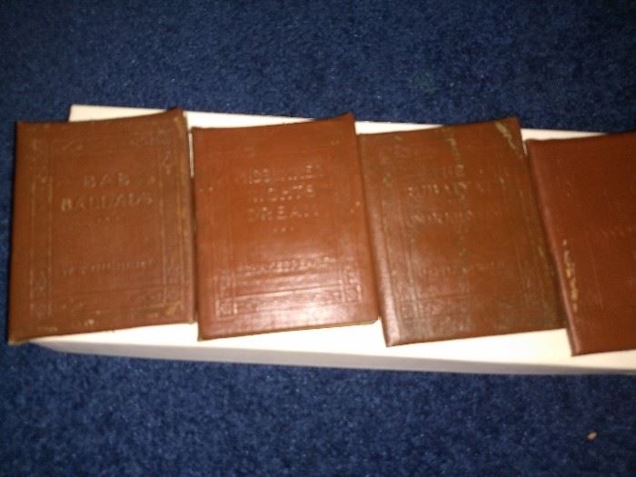 Antique Little Leather Book Set with original Storage Chest