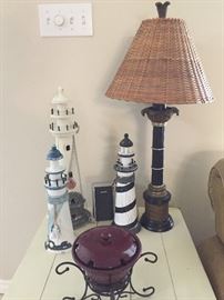 White Wash Table, Lamp, Lighthouses, Fondue Pot