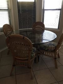 Glass Top Rattan Kitchen Dinette Set