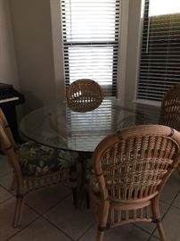 Glass Top Rattan Kitchen Dinette Set