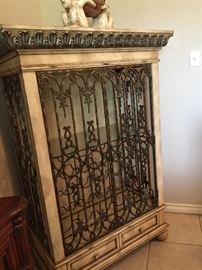 Wrought Iron Cage Style Wine/Liquor Cabinet