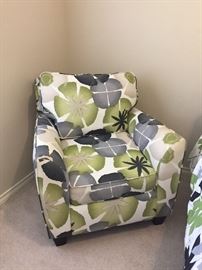 Overstuffed Side Chair with Island Print