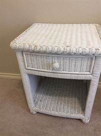 White Wicker Nightstand