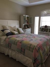 White Sleigh Back Headboard, Queen Size Mattress Bedroom Set, White Wash Hutch, White Wash Desk, Beanie Babies