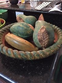 Clay Pottery Extra Large Fruit Papaya, Plantin, Mango & Squash